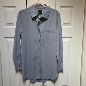 Lysse Women's Blue Grey Long-Sleeve Button Shirt SZ MED